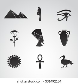 Egyptian icon set. Vector art.