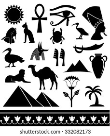 Egyptian icon set. Vector art.