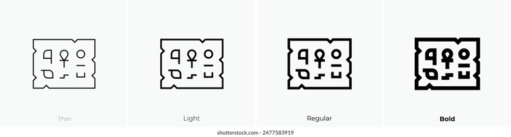 icono egipcio. Diseño de estilo fino, ligero, regular y audaz aislado sobre fondo blanco