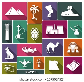 Egyptian icons. Vector silhouettes traditional Egyptian symbols
