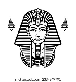 Egyptian king Tutankhamun, Ancient Egyptian mask of the pharaoh Tutankhamun vector illustration.