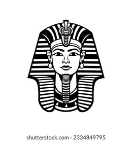 Egyptian king Tutankhamun, Ancient Egyptian mask of the pharaoh Tutankhamun vector illustration.