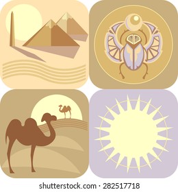 Egyptian landmarks, a trip to Egypt, vector icons 