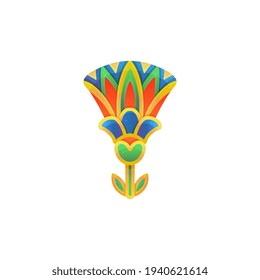 Egyptian lotus flower in traditional style flat vector illustration isolated.