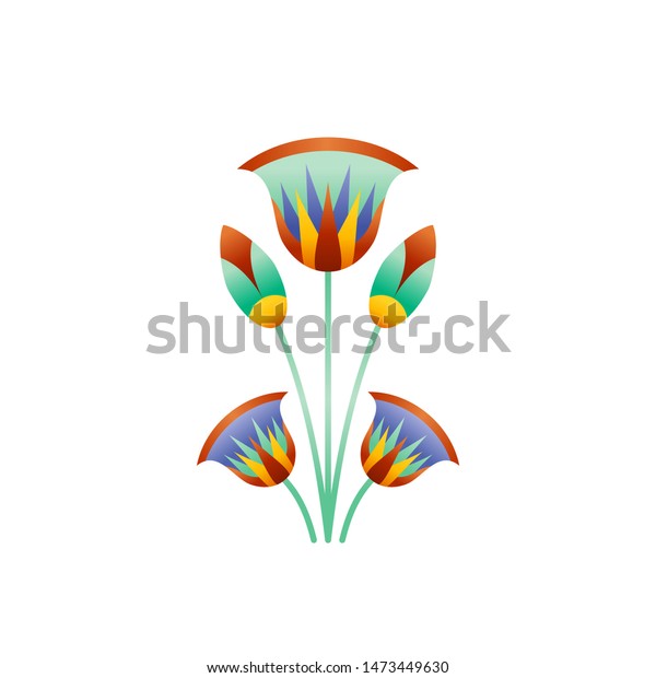 Egyptian Lotus Icon Lily Flower Ornament Stock Vector (Royalty Free ...