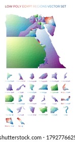 Egyptian low poly regions. Polygonal map of Egypt with regions. Geometric maps for your design. Captivating vector illustration.