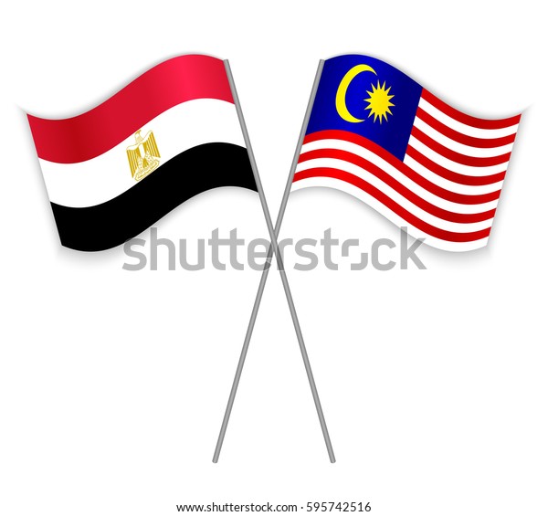 Egyptian Malaysian Crossed Flags Egypt Combined Stock Vector Royalty Free 595742516