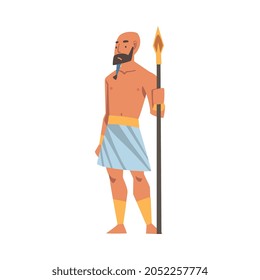 Egyptian Man Character Wearing Authentic Garment and Necklace Vector Illustration