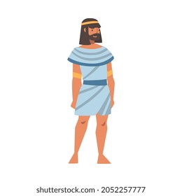 Egyptian Man Character Wearing Authentic Garment and Neck Collar Vector Illustration