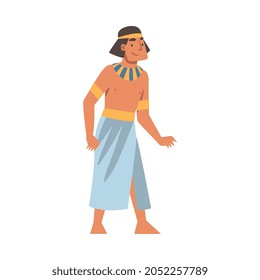 Egyptian Man Character Wearing Authentic Garment and Neck Collar Vector Illustration