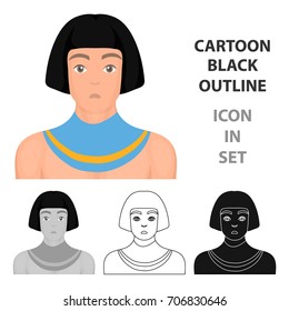 Egyptian man icon in cartoon style isolated on white background. Ancient Egypt symbol stock vector illustration.