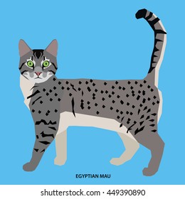 Egyptian mau, Isolated cat breed, Vector illustration