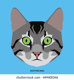 Egyptian mau, Isolated cat breed, Vector illustration