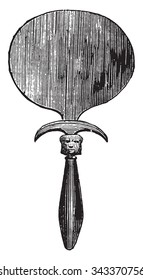 Egyptian Mirror, vintage engraved illustration. Industrial encyclopedia E.-O. Lami - 1875.
