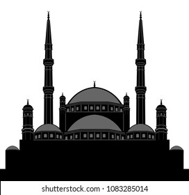 Egyptian Mosque Silhouette. All the objects and letters are in different layers and you can write anything you want with the mahya candles. 