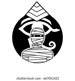Egyptian Mummy Badge / Emblem Monochrome