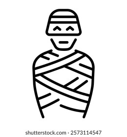 Egyptian mummy icon in line style 