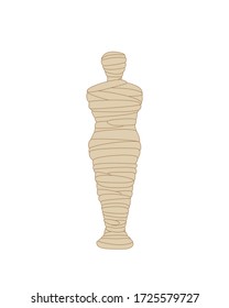 egyptian mummy lies front view from above. flat vector icon for web design isolated on white background