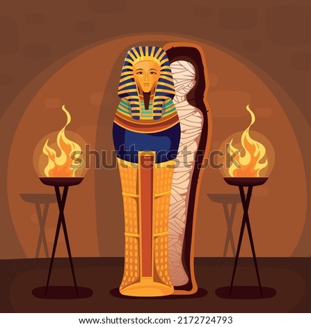 egyptian mummy in sarcophagus design ストックフォト © 
