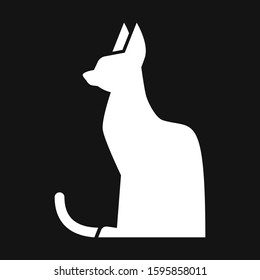 Egyptian mythology  cat icon. Antique graceful goddess emblem. Elegance symbol. Sacred, esoteric animal logotype element. Flat vector illustration.