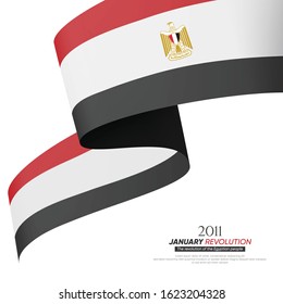 Egyptian national day celebration  -  Greeting Card for January 25 revolution - Egypt flag 