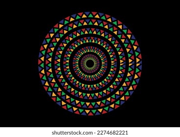 Egyptian Nubian mandala design texture textile vector art work on black background 