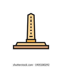 Egyptian obelisks, ancient column color line icon. Isolated on white background