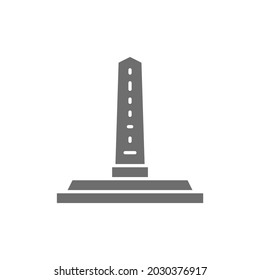 Egyptian obelisks, ancient column grey icon. Isolated on white background