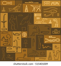 Egyptian ornament. Ancient Egypt pattern - hieroglyphic signs.