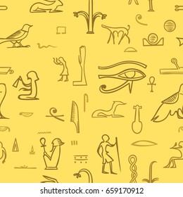 Egyptian ornament. Ancient Egypt pattern - hieroglyphic signs.