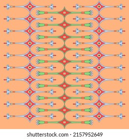 Egyptian ornament on an orange background. Egyptian pattern element in ancient style. Vector illustration