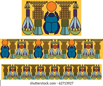 Egyptian ornament with a scarab. Antique pattern.