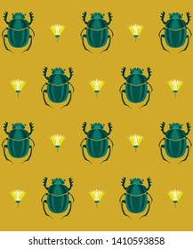 Egyptian ornament. 
Scarab and lotus flower.