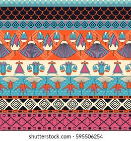 Egyptian ornament Tribal seamless pattern. Can be used for cloth, jackets, invitation, flyers, bags, notebooks, cards, envelopes, pads, blankets, furniture, packing,