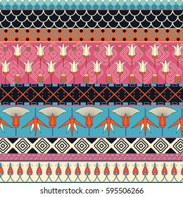 Egyptian ornament Tribal seamless pattern. Can be used for cloth, jackets, invitation, flyers, bags, notebooks, cards, envelopes, pads, blankets, furniture, packing,