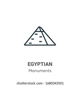 Egyptian outline vector icon. Thin line black egyptian icon, flat vector simple element illustration from editable monuments concept isolated stroke on white background