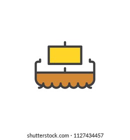 Egyptian papyrus boat filled outline icon, line vector sign, linear colorful pictogram isolated on white. Ancient ship symbol, logo illustration. Pixel perfect vector graphics