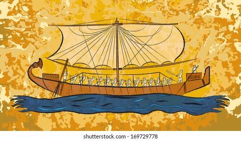 Egyptian Papyrus Boat Fresco