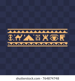 Egyptian pattern. Embroidery design. Pixel art. Knitting style. Isolated vector illustrator. 8-bit. 