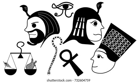 Egyptian people with symbols, cartoon design,vector and illustrator