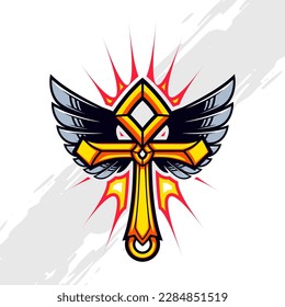 Símbolo egipcio del faraón Amulet Ankh con el logo de la mascota de la vida