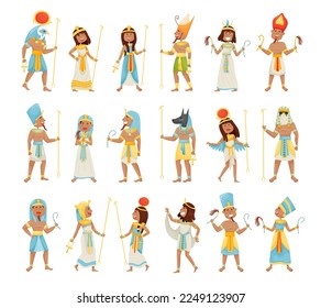 Egyptian Pharaoh and Deities Wearing Antique Clothing Big Vector Set