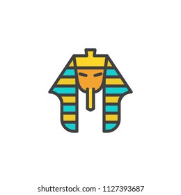 Egyptian pharaoh filled outline icon, line vector sign, linear colorful pictogram isolated on white. Tutankhamen mask symbol, logo illustration. Pixel perfect vector graphics