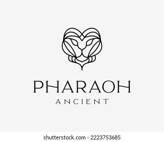 Egyptian Pharaoh God Goddess Myth Mythology Greek Ancient Giza Sculpture Vintage Vector Logo Design