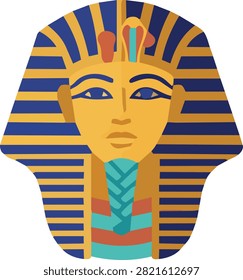 Egyptian pharaoh golden mask vector illustration iconic king headpiece