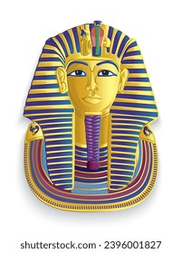 Estatua del faraón egipcio rey Tutankhamen aislada en fondo blanco en ilustración vectorial