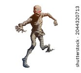 Egyptian Pharaoh Mummy crawling and reaching out. Halloween character design. Comic book style illustration isolated on white background. EPS10 Vector illustration.