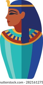 Egyptian pharaoh queen bust vector illustration ancient historical icon