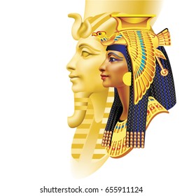 Egyptian pharaoh and queen on white background (right)