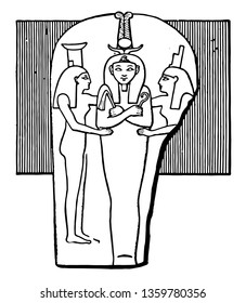 Egyptian Pharaoh Ramesses III was the last monarch of the New Kingdom of Egypt, vintage line drawing or engraving illustration.